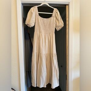 Neuflora Natural/Beige Midi Dress; Size M